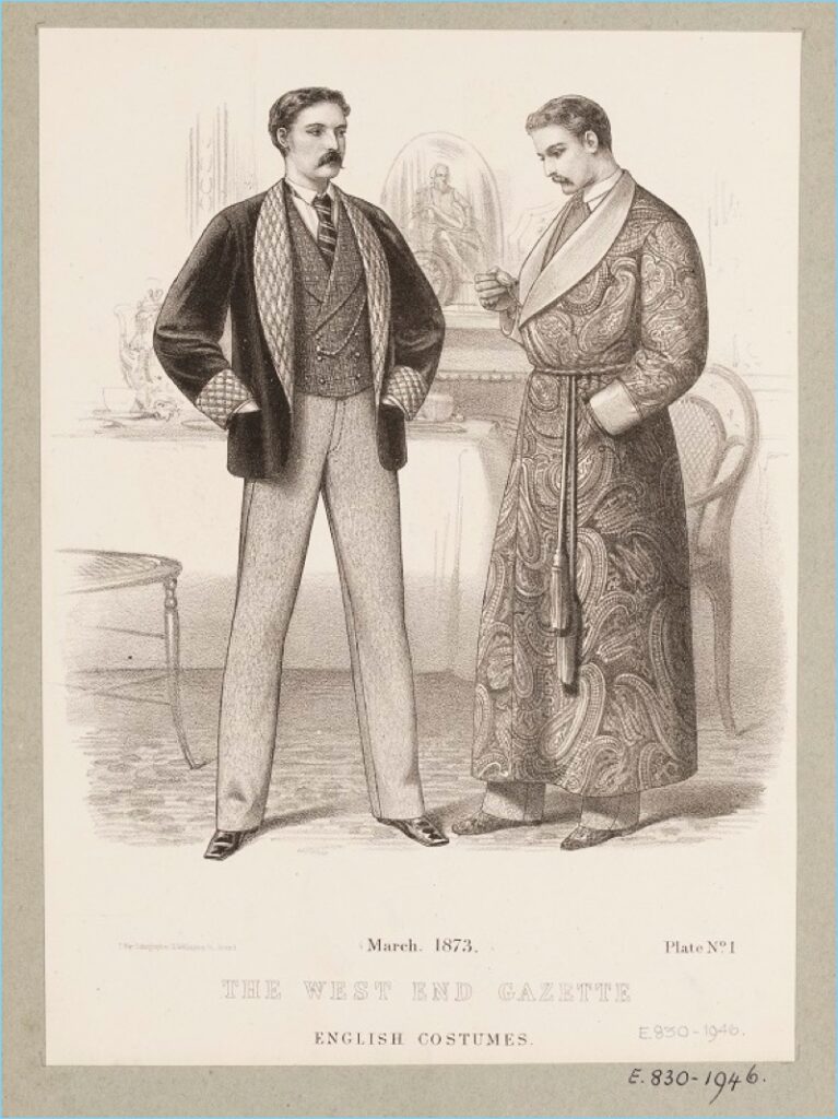 1873, ilustración de una "smoking jacket"